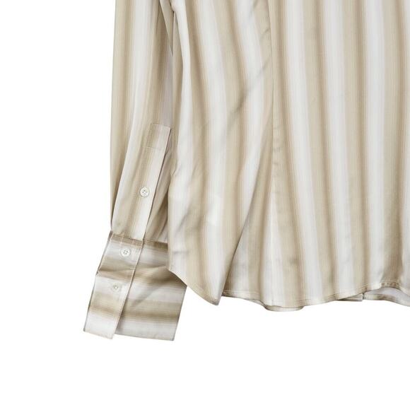 Madewell Slim Button Up Shirt 100% Silk Faded Khaki Stripe Size 4 NWT with Flaw - Picture 9 of 11